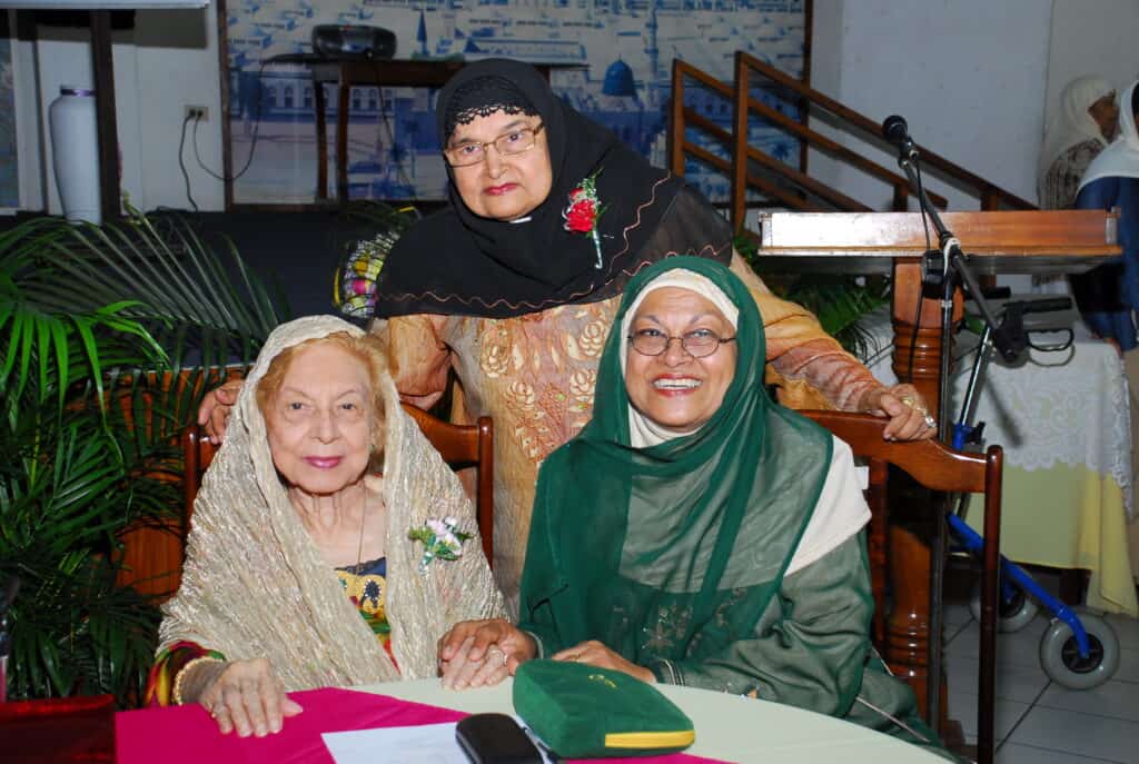 Foundation member and former President the Late Dr. Joan Homaida Kazim, former Treasurer the Late Haseena Ali and Foundation member Mrs. Haffeeza Mohammed at an ILSCA function in 2008